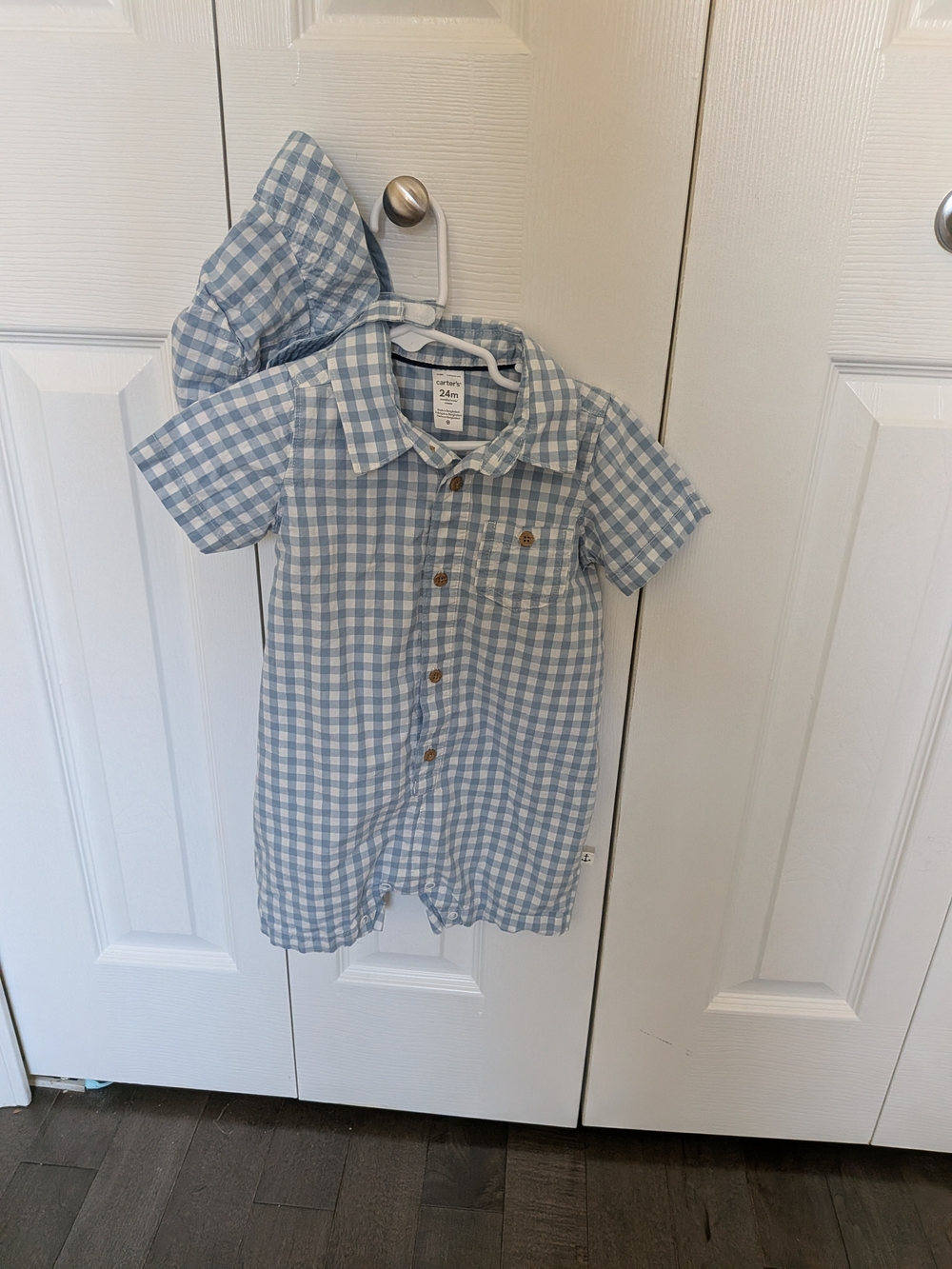 Carter's Blue and White Gingham Button-Front Matching Set